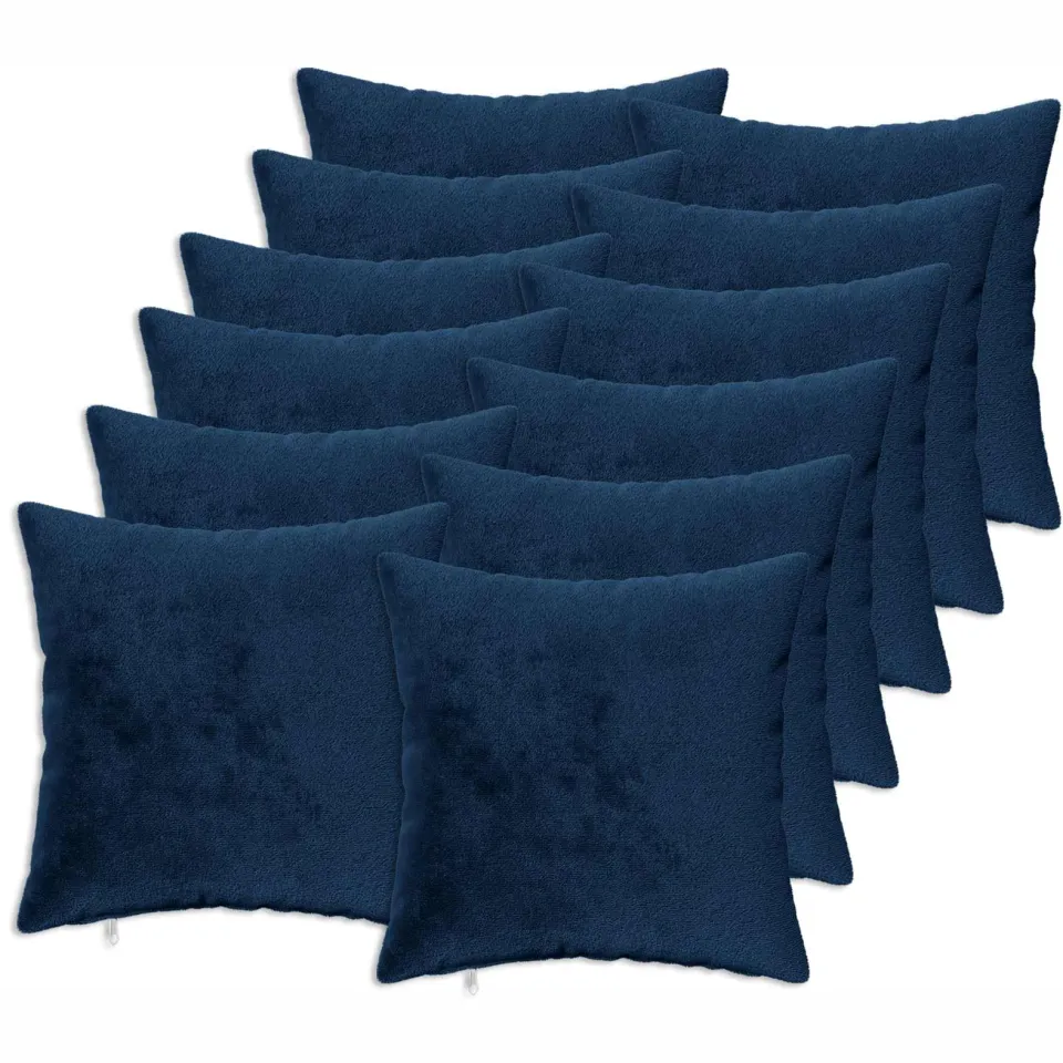 vidaXL Kussensloop 12 st HEERLEN Marineblauw 50 x 50 cm Flanel, foto 3