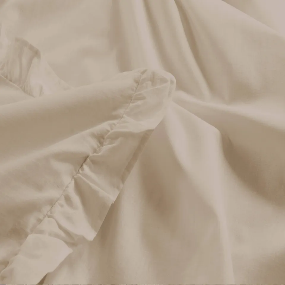 NOUS Living katoenen ruffle dekbedovertrek 2-persoons (200x220 cm) beige, foto 6