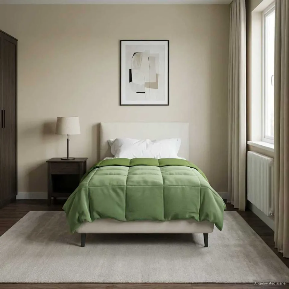 vidaXL Zomer Dekbed 135 x 220 cm Zomer Microfiber (100% polyester) groen, foto 4