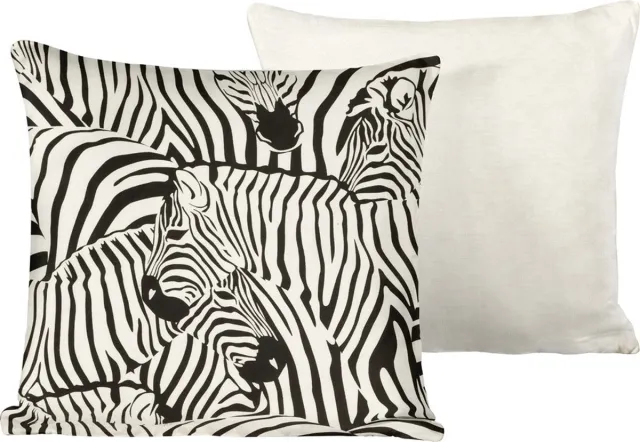 De Witte Lietaer Sierkussensloop Set Zebra Eggshell - 40 x 40 cm - Satijn Katoen Creme