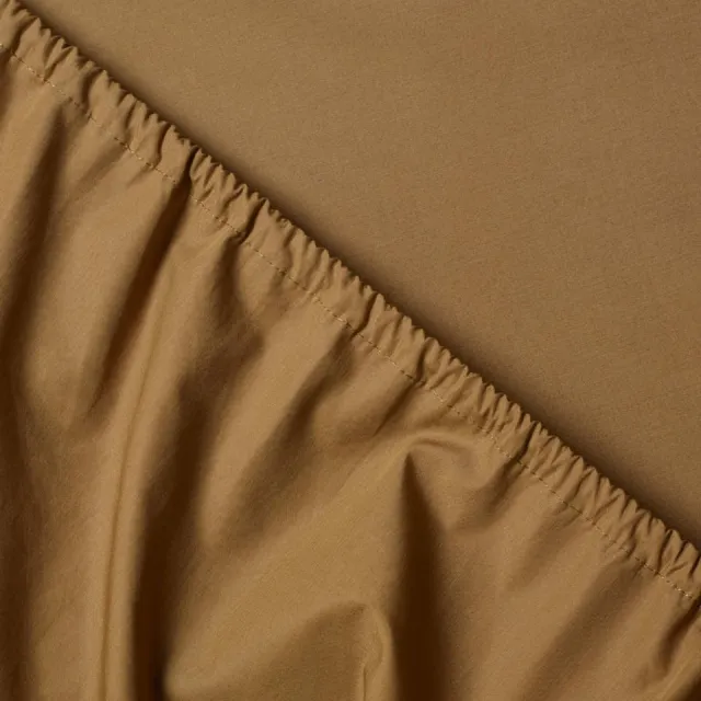 Suite702 Hoeslaken 55% linnen / 45% katoen - Khaki gold - 160x200 cm