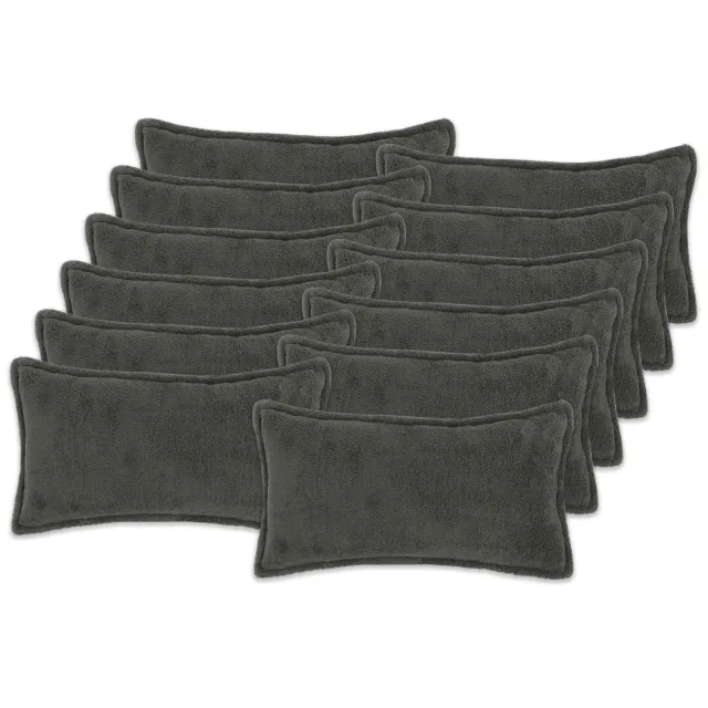 vidaXL Kussensloop 12 st HOUTEN Donkergrijs 40 x 80 cm Bouclé