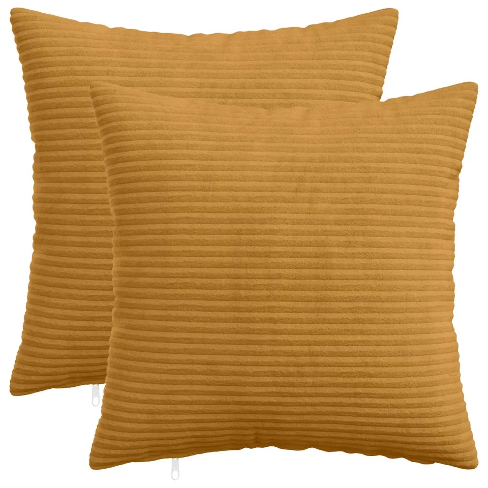 vidaXL Kussensloop 2 st HEERLEN Geel 50 x 50 cm corduroy