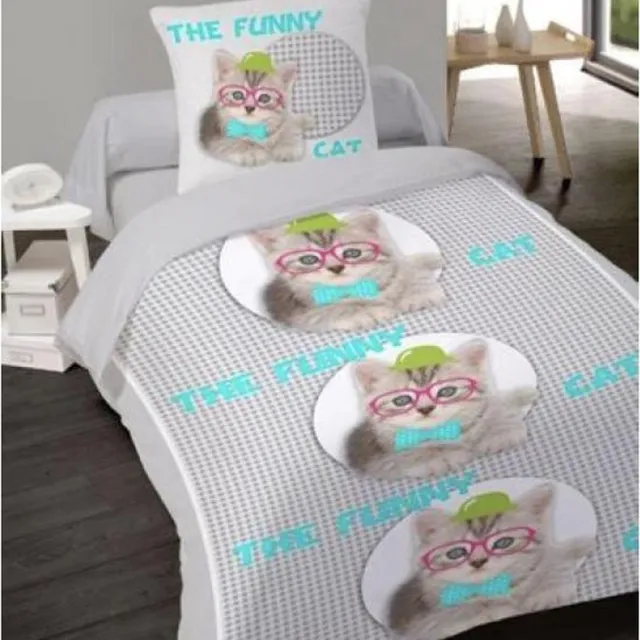 better nigh 100% Katoenen dekbedovertrek Chaton met 1 kussensloop grijs