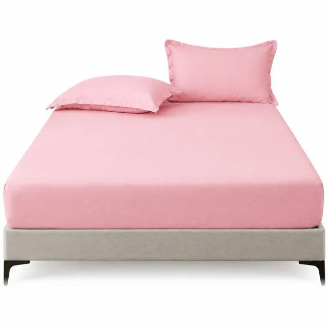 SWGOTA 3-delige lichtroze beddengoedset - Hoeslaken 153 x 203 cm en 2 kussenslopen - Effen polyester