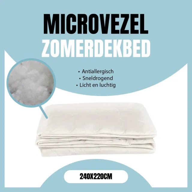 Eleganzzz Microvezel Zomerdekbed- Zomerdekbed 240x220cm - Dekbed Zomer - Lits Jumeaux Extra Lang - Dekbedden Wit