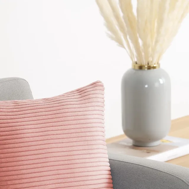 Famanu Corduroy ribfluweel kussenhoezen set van 2 (40x40 cm) – verborgen rits – zachte sierkussenhoezen – misty rose Misty Rose - Roze