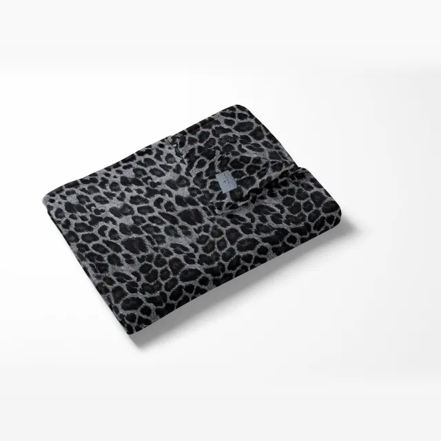 LINNICK Flanel Fleece Deken Leopard - black/white - 140x200cm - Plaid Zwart