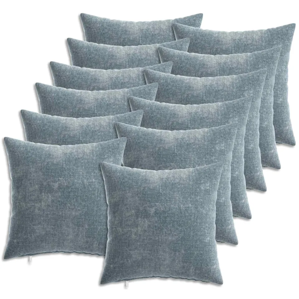 vidaXL Kussensloop 12 st HEERLEN Lichtblauw 40 x 40 cm Chenille Stof blauw, foto 3
