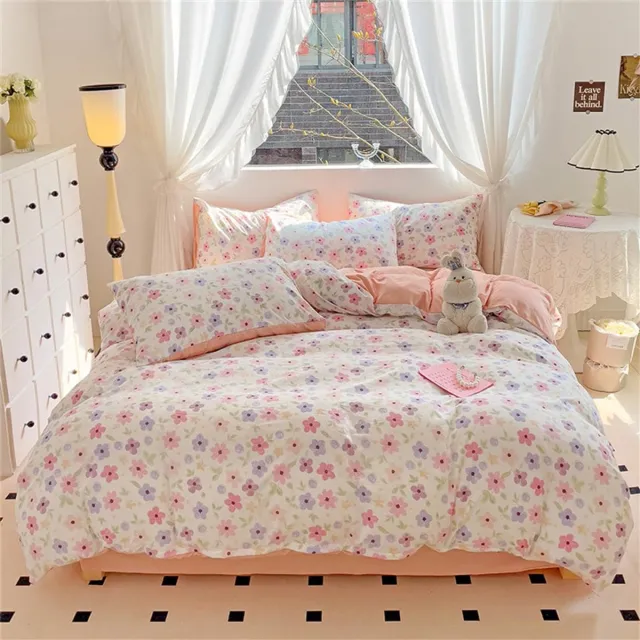 Unyqoos Dekbedovertrek Roze Bloemen – 135x200 cm – Omkeerbaar – 100% Microvezel