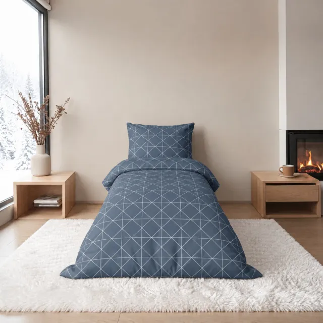 bedlin Dekbedovertrek Flanel - Winter - 1 persoon - Ruit Blauw
