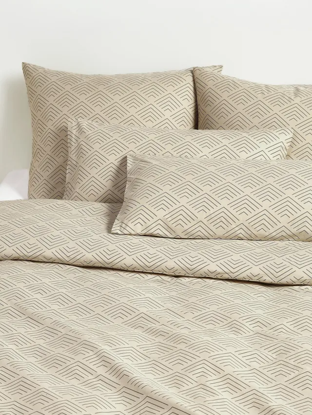 Westwing Collection Katoenen dekbedovertrek Milano met grafisch patroon Beige