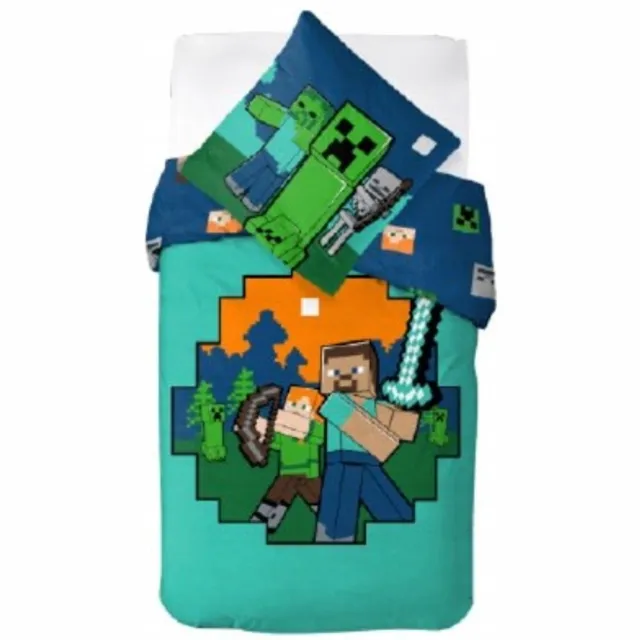 Minecraft Dekbedovertrek ready 140 x 200 cm - Katoen (70 x 90 cm) multicolor
