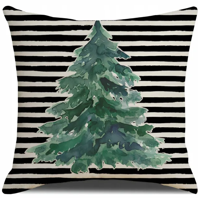 Allbag Kerst Kussenhoes 45x45cm Sierkussen Kerstboom Decoratie wit, zwart, groen