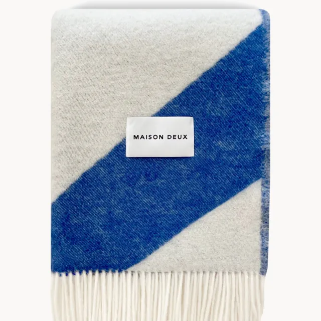 Maison Deux Wollen plaid Swirl Blauw