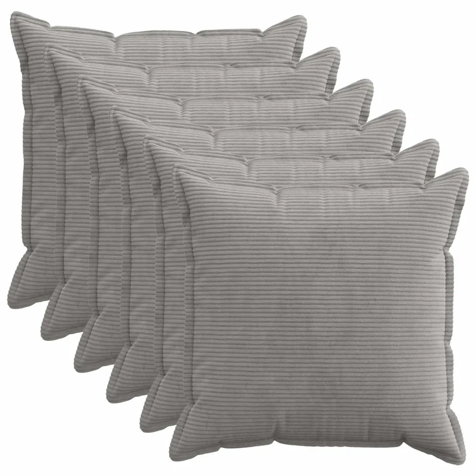 vidaXL Kussensloop 6 st HOUTEN Lichtgrijs 55 x 55 cm corduroy