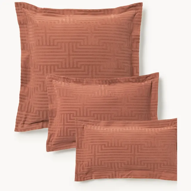 Westwing Collection Dubbelzijdige katoenen kussenhoes Nika Terracotta