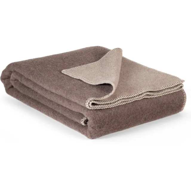 Most Wolverine - 2-persoons omkeerbare bed deken - Merino wol - 200 x 220 cm - beige-bruin