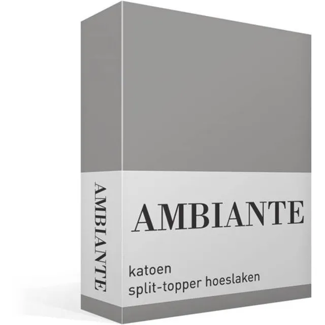 Ambiante Cotton Uni split-topper hoeslaken - Lits-jumeaux - Grey