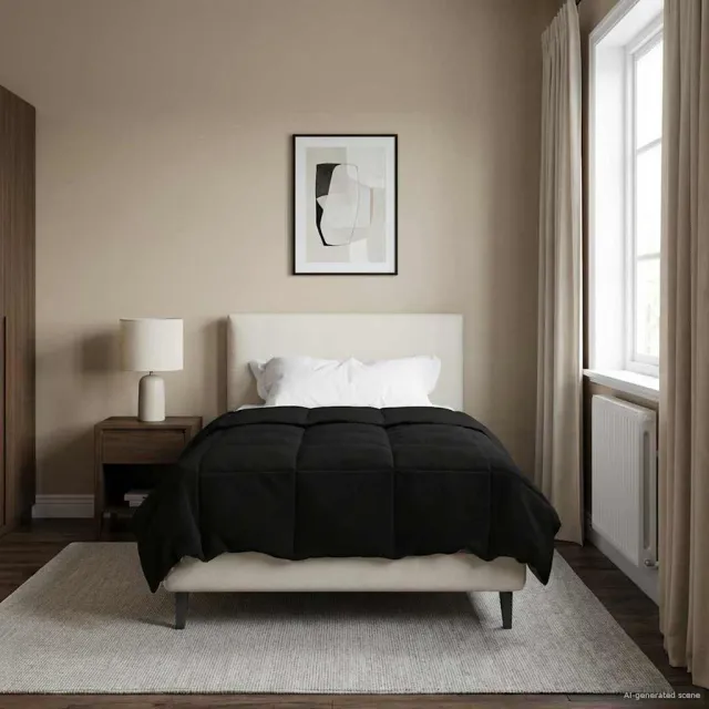 vidaXL Vol jaar dekbed 155 x 220 cm Microfiber (100% polyester) Zwart