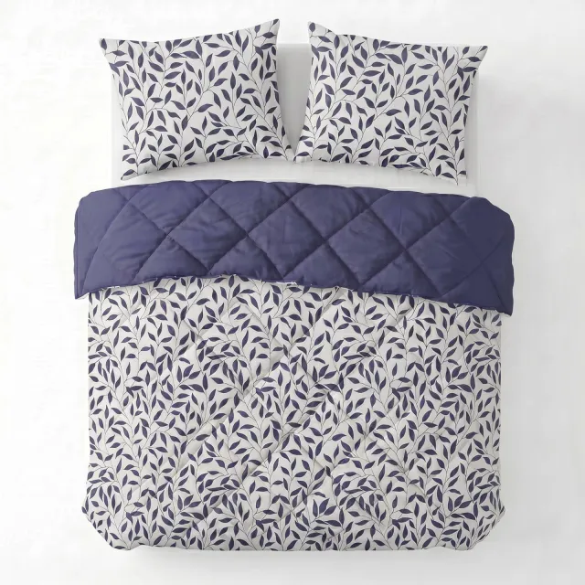 W dekbed zonder overtrek met kussensloop Lazy - omkeerbaar design blauw, foto 2
