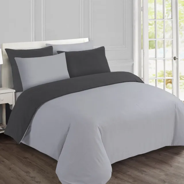 VISION home VISION Flanel - Tweezijdig omkeerbaar Dekbedovertrekset - 100% katoen flanel: warm en zacht - Dekbedovertrek met 2 bijhorende slopen - Grijs / Antraciet - Oekotex gecertificeerd