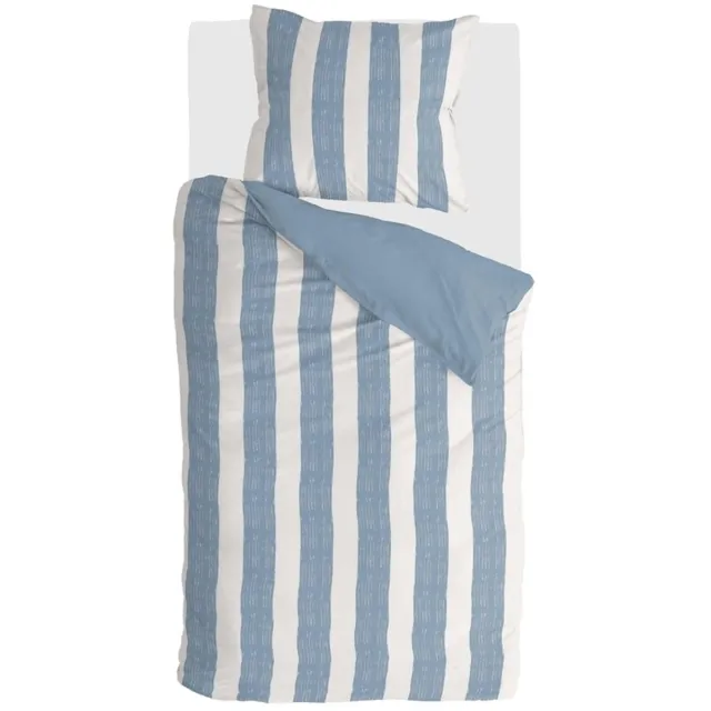 BYRKLUND Dekbedovertrek Ocean Stripes - 140x220 - 100% Polyester - Wit / Blauw