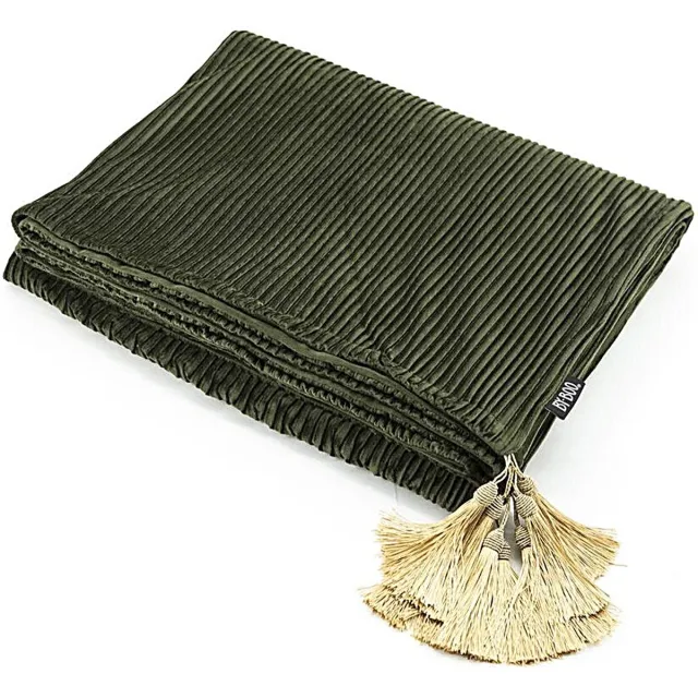 Furnilux Deken Royalty - Plaid in Fluweel Groen met Gouden Details - 170x140 cm