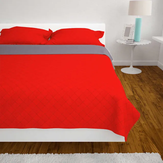 vidaXL Dubbelzijdige quilt bedsprei rood en grijs 170x210 cm Meerkleurig