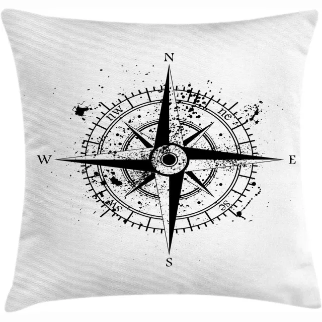 ABAKUHAUS Kussenhoes 45x45 cm – Maritieme Windrose, Grijs/Wit Charcoal Grau