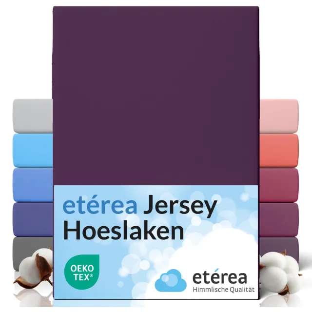 etérea Himmlische Qualität etérea Jersey Hoeslaken 90x200 - 100x200 cm Oekotex Made in Green - 100% katoen - Pruim Plum
