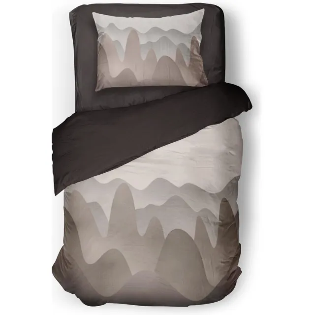 Eleganzzz Dekbedovertrek Ripple Harmony - Taupe - Dekbedovertrek 140x200/220cm - Micropercal - Eenpersoons - Dekbedovertrekken - Abstract Dekbedovertrek