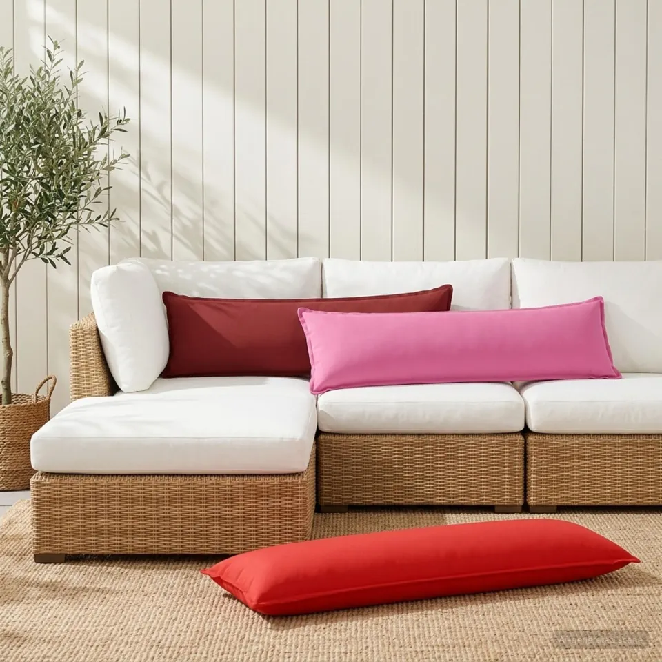 vidaXL Kussensloop 2 st HOUTEN Rood 40 x 145 cm Polyester, foto 3