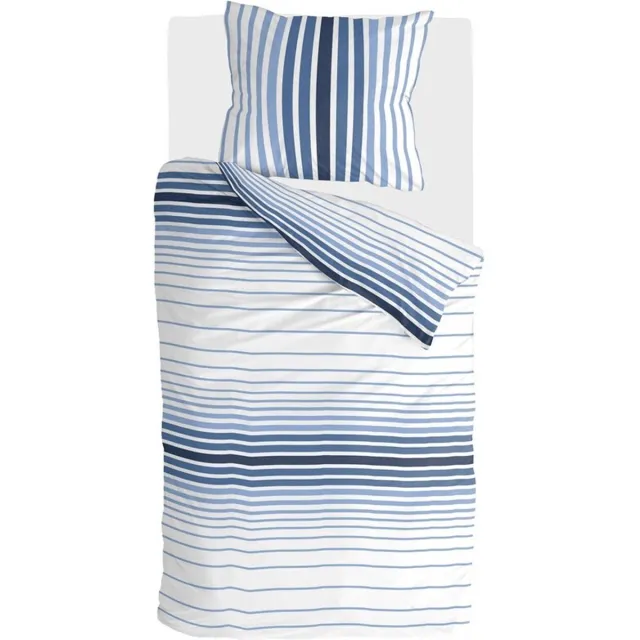 BYRKLUND Dekbedovertrek Beach Feel with Stripes - 155x220 - 100% Katoen - Blauw / Wit