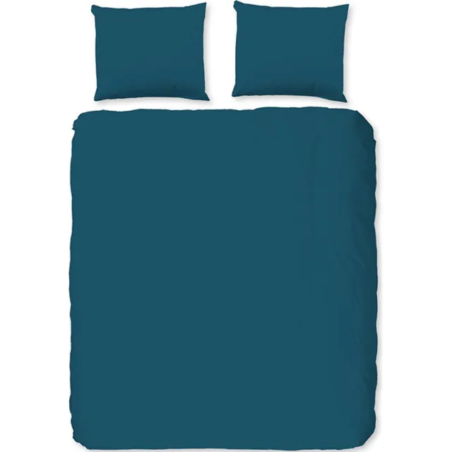 Zavelo Basic Uni Dekbedovertrek Petrol -Lits-jumeaux (240 x 200/220 cm) Blauw