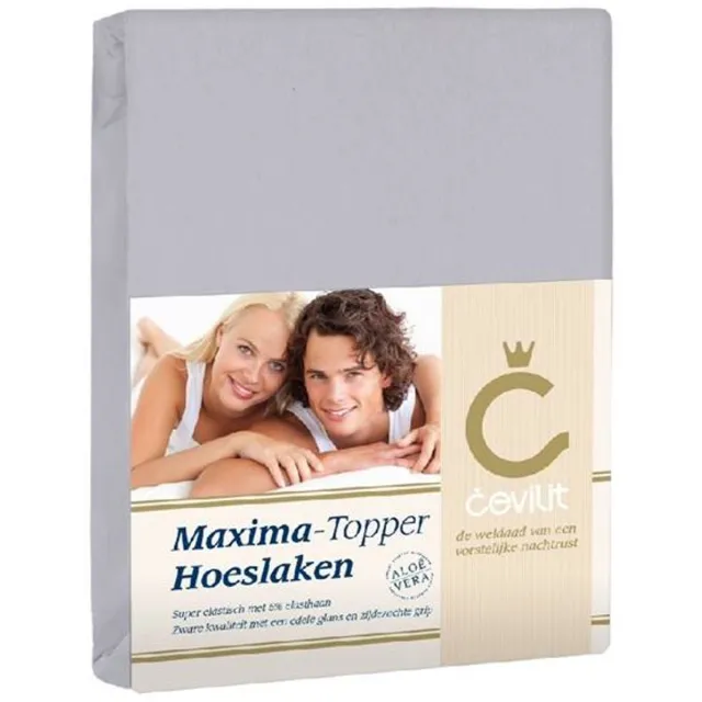 Cevilit Jersey met Elastan - Maxima Topper Hoeslaken - Licht grijs - 140x200 cm