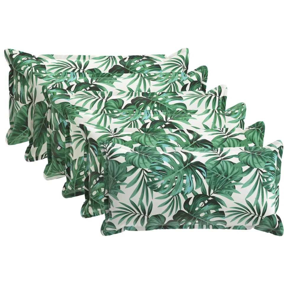 vidaXL Kussensloop 6 st HOUTEN Bladpatroon 40 x 80 cm Polyester Groen