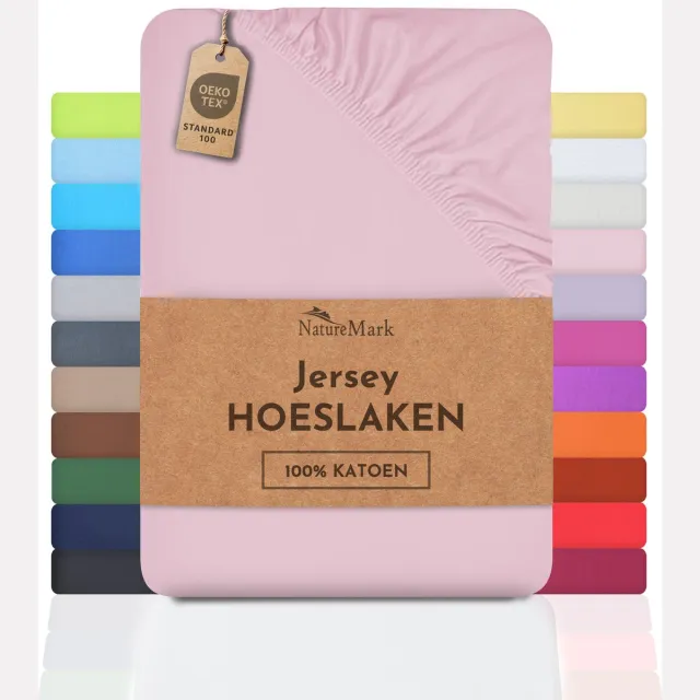 NatureMark Jersey hoeslaken, 100% katoen , koningsblauw Roze