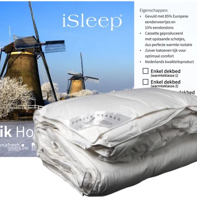 iSleep 4-Seizoenen Dekbed - 15% Dons - Eendendons en Eendenveren - Tweepersoons - 200x220 Wit