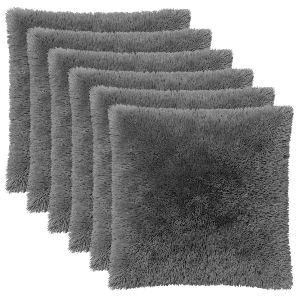 vidaXL Kussensloop 6 st HEERLEN Lichtgrijs 65 x 65 cm PV Fleece, foto 3