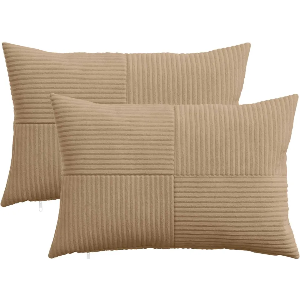 vidaXL Kussensloop 2 st ALMELO Bruin 30 x 50 cm corduroy, foto 3