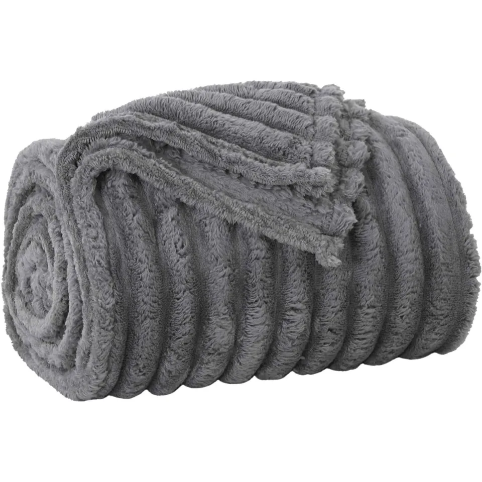 vidaXL plaid Donkergrijs 270 x 240 cm 1,73 kg Fleece, foto 4