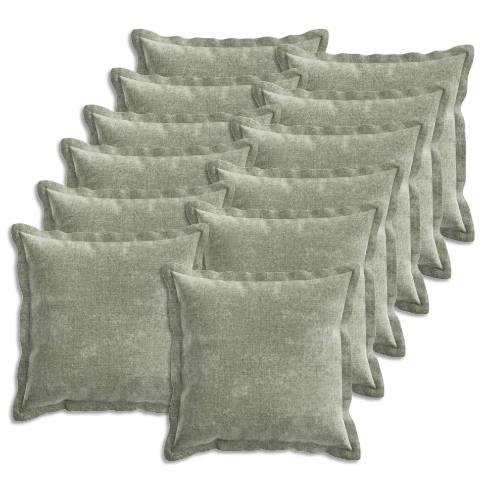 vidaXL Kussensloop 12 st HOUTEN Groen 50 x 50 cm Chenille Stof, foto 3