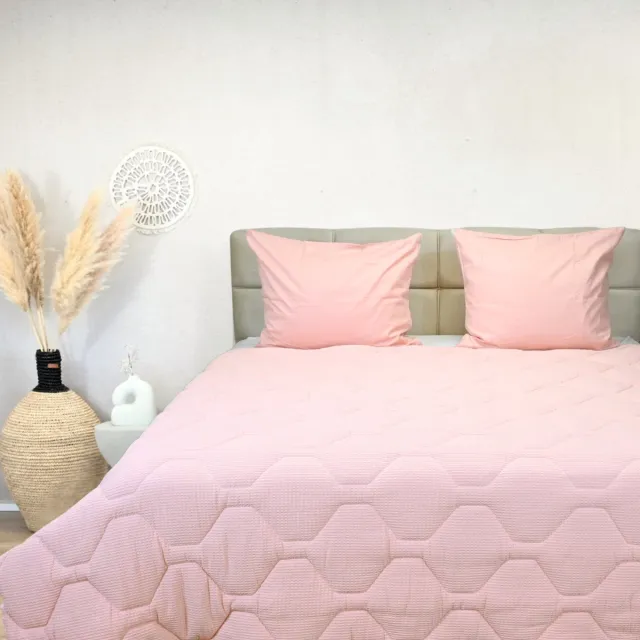 Happybed Dekbed zonder overtrek 240x200 - 100% Katoen - Wasbaar Dekbed - Bedrukt dekbed zonder hoes - Hoesloos Dekbed - Lits Jumeaux - Pink