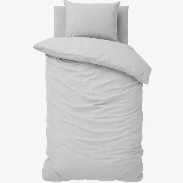 decoware Dekbedovertrek Uni 140x220 cm - Grijs - Katoen - Met Kussensloop - Eenpersoons