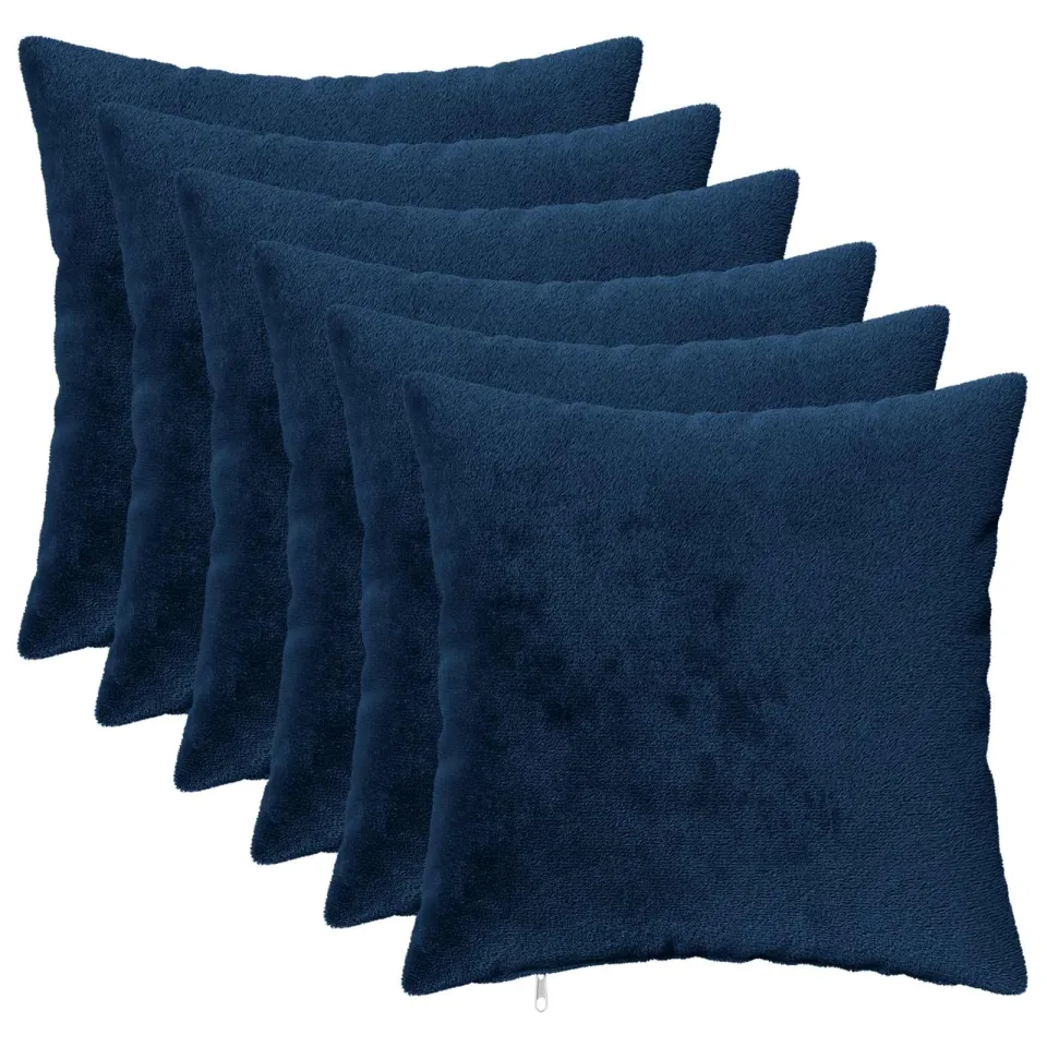 vidaXL Kussensloop 6 st HEERLEN Marineblauw 50 x 50 cm Flanel, foto 3
