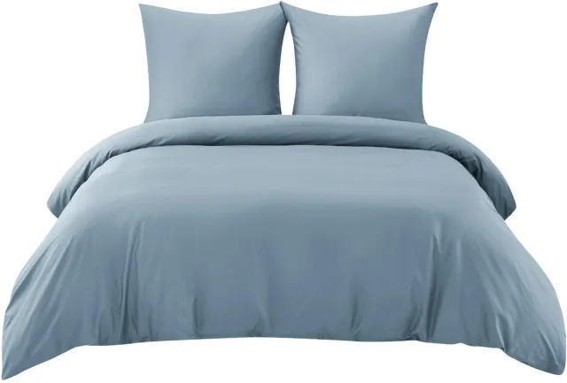 Unyqoos Katoenen Beddengoedset Grijsblauw 155 x 220 cm met Kussenslopen en Ritssluiting