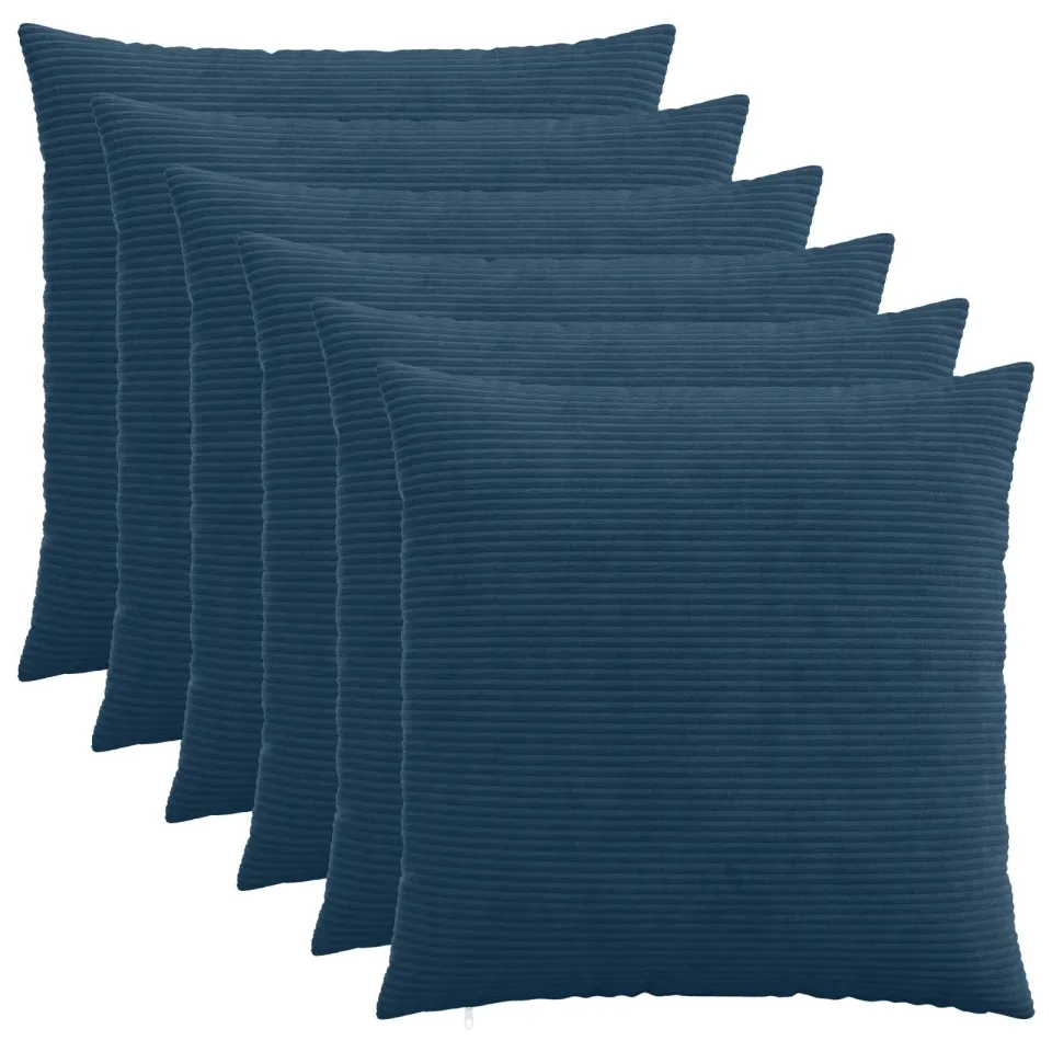 vidaXL Kussensloop 6 st HEERLEN Marineblauw 80 x 80 cm corduroy, foto 3