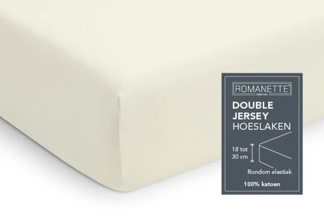 Romanette Standaard hoeslaken - Maat: 120/130 x 200/210/220 - Jersey - Creme - Romanette - Maat: 120/130 x 200/210/220 [Ivoor]