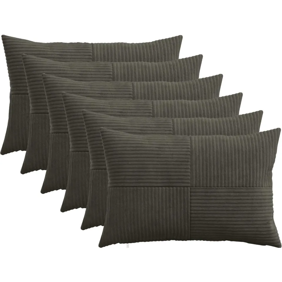 vidaXL Kussensloop 6 st ALMELO Antracietkleurig 40 x 60 cm corduroy, foto 3